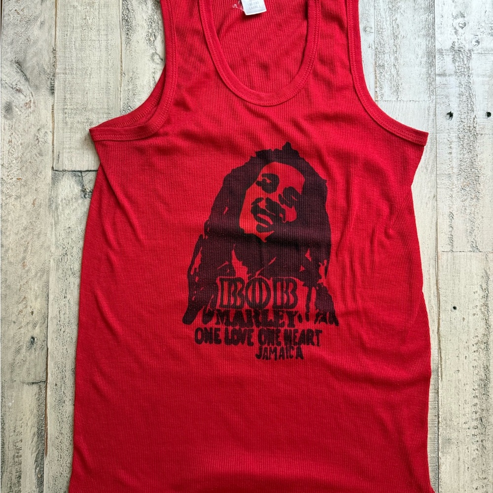 Red Bob Marley ribbed Graphic Tank woman’s S/M Top band tank